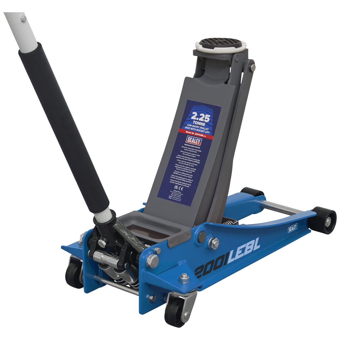 2.25 Tonne Low Profile Trolley Jack with Rocket Lift- Blue