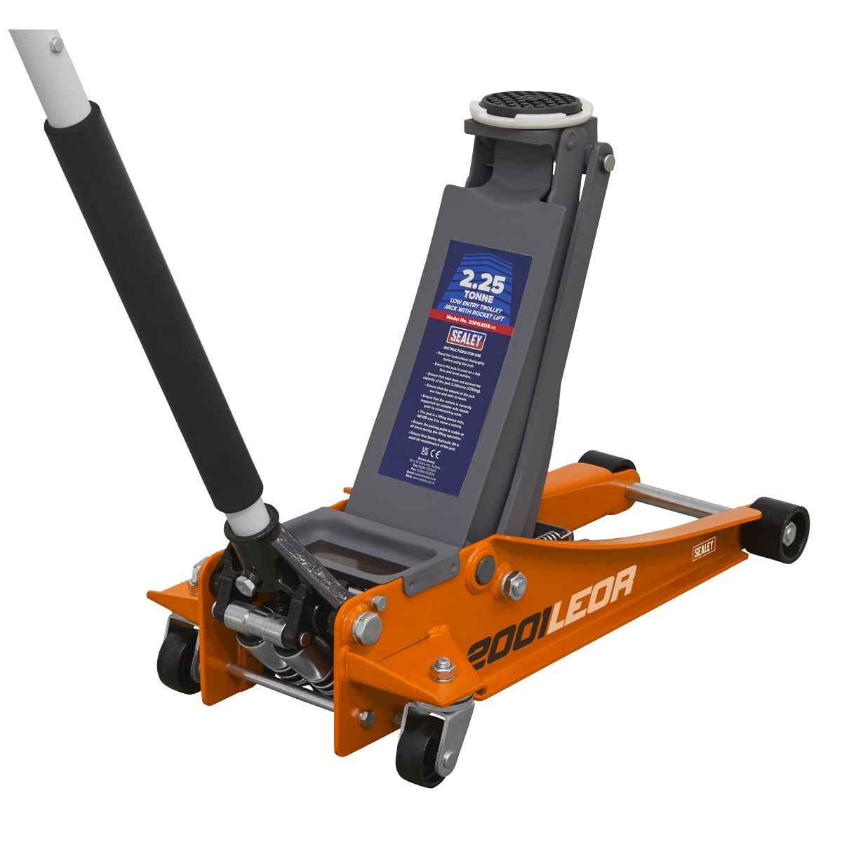 2.25 Tonne Low Profile Trolley Jack with Rocket Lift - Orange