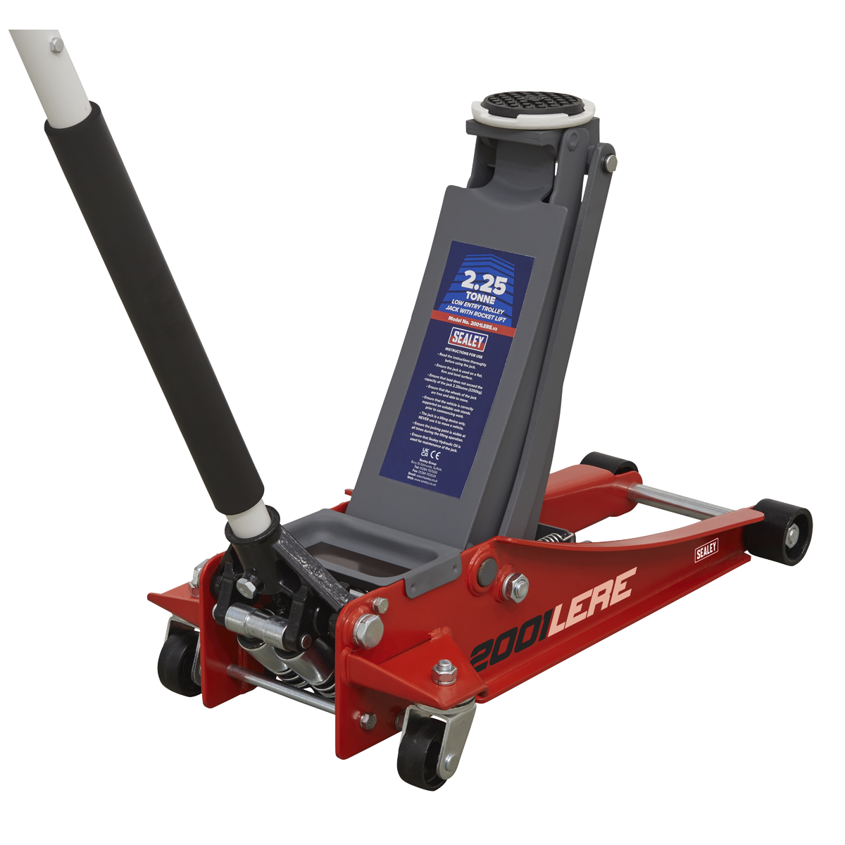 2.25 Tonne Low Profile Trolley Jack with Rocket Lift - Red