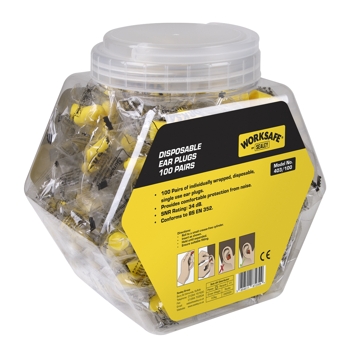 Disposable Ear Plugs - 100 Pairs