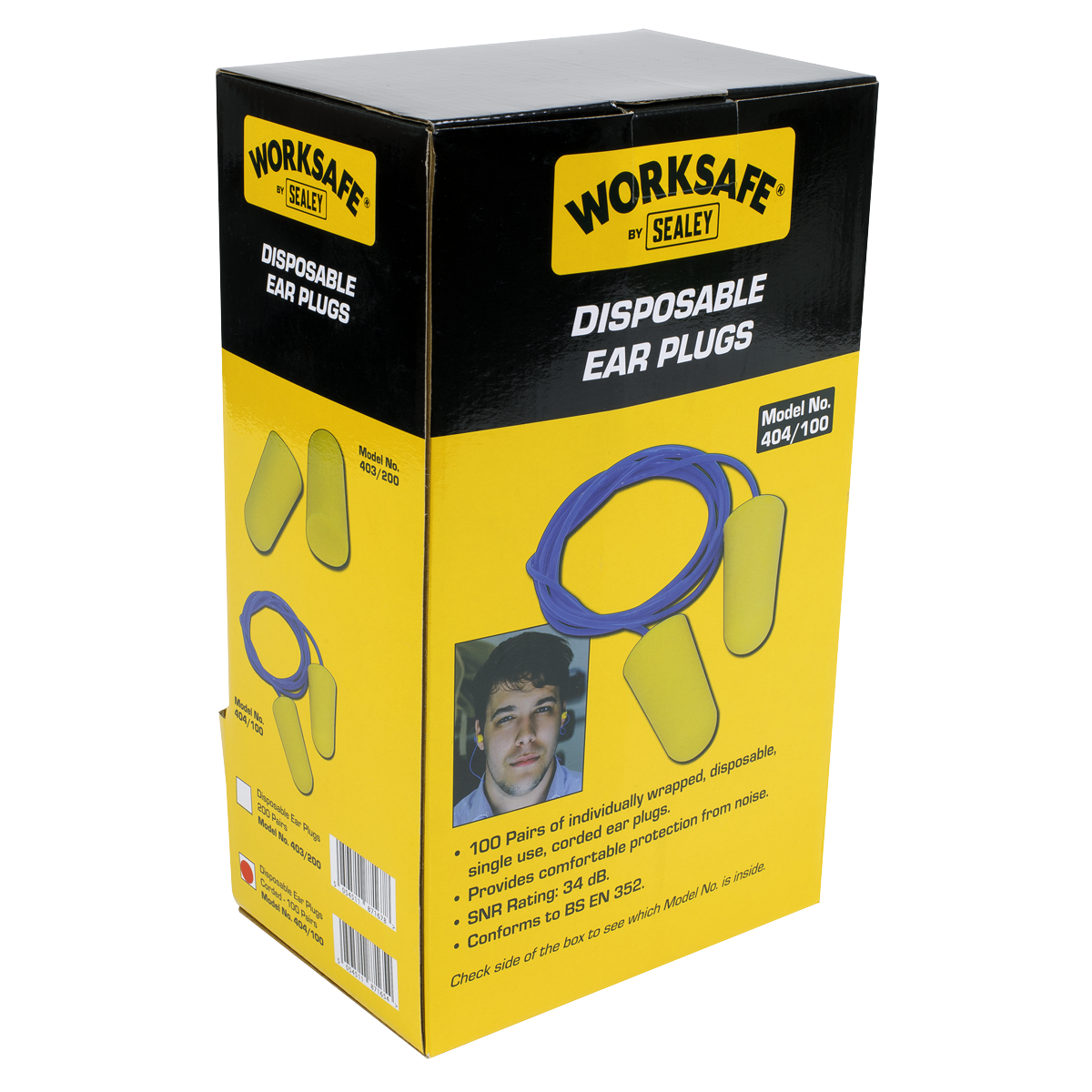 Disposable Ear Plugs Corded - Pack of 100 Pairs