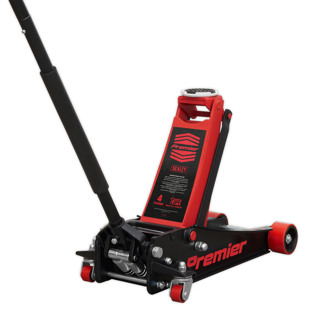 4 Tonne Low Profile Trolley Jack with Rocket Lift - Red
