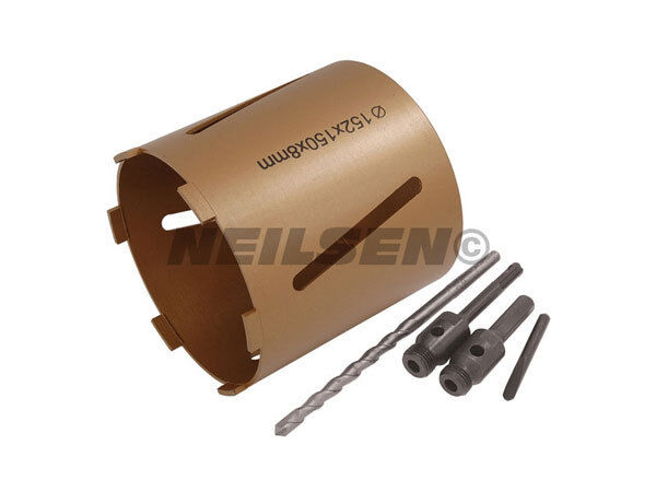 152mm 6 Tooth Single Piece Diamond Core Bit Drill Cutter & Hex Adapter