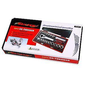25pc Go Thru Ratchet Socket Set 10-19mm Go Through