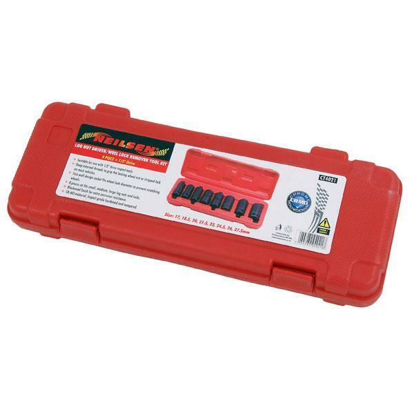 1/2" Drive Lug Nut Driver Wheel Lock Remover 8pc Socket Set Thin Wall