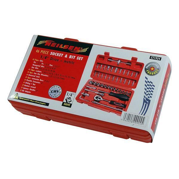 Socket Set 46 Pieces 1/4 Drive Socket and Bit Set Hex