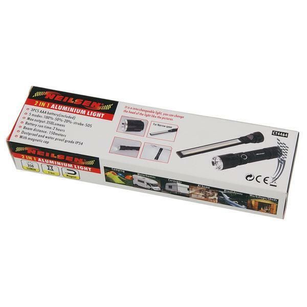 Neilsen 2 in 1 LED Torch & Inspection Lamp Aluminium Body & Magnetic Cap CT4464