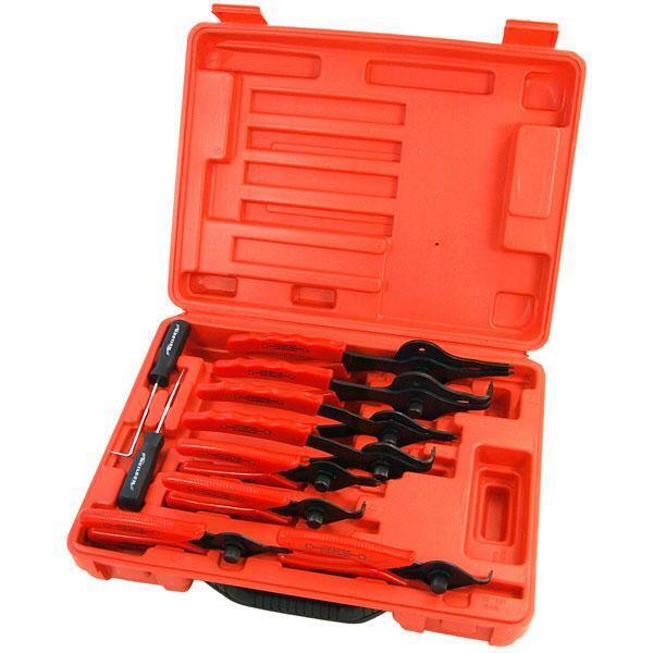 10pc Internal & External Circlip Snap Ring Plier Set in Red Case
