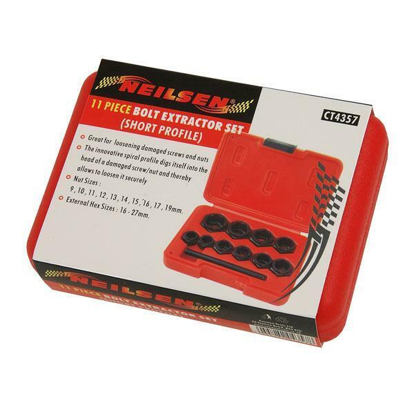 Bolt Extractor Set, Shallow Profile, 9mm - 19mm, 11pcs