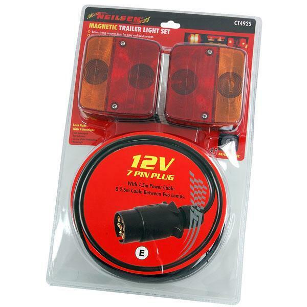 12v Magnetic Trailer Light Set 7 Pin Plug, 7.5m Cable