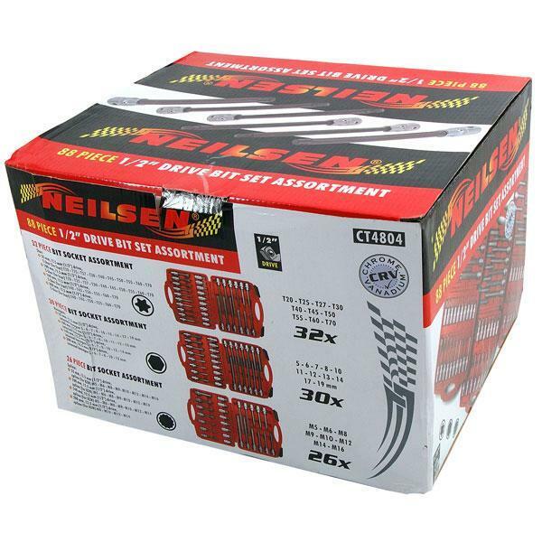 Professional 88 Piece 1/2" Dr Bit Socket Assortment Set