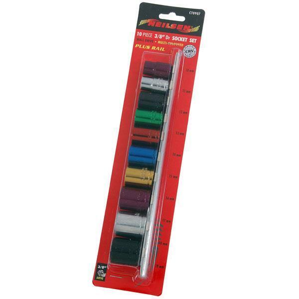 Socket Set - 10 Piece 3/8 inch Drive - Multi-coloured