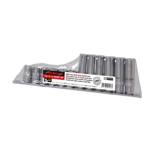 Socket Set 12 piece 3/8 Xion Deep Socket Set on Rail