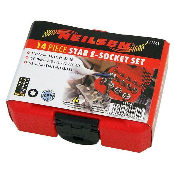 14 Piece Star Bit Socket Set 1/2 1/4 3/8 Inch Drive