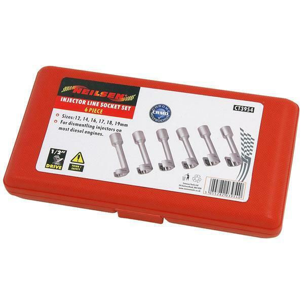 Fuel Injector Line Socket Set ½ “ Dr 12,14,16,17,18,19 Open Ended Spanner