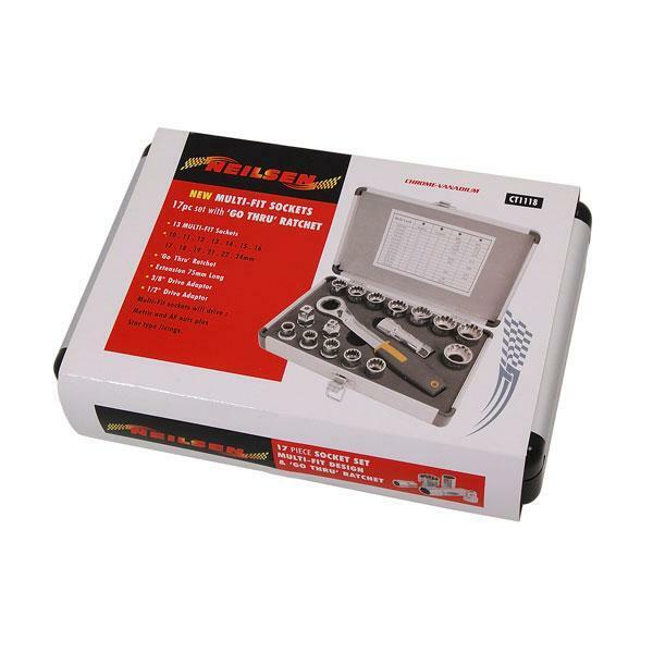 17 piece 19 mm Socket Set Multi Fit -go Thru