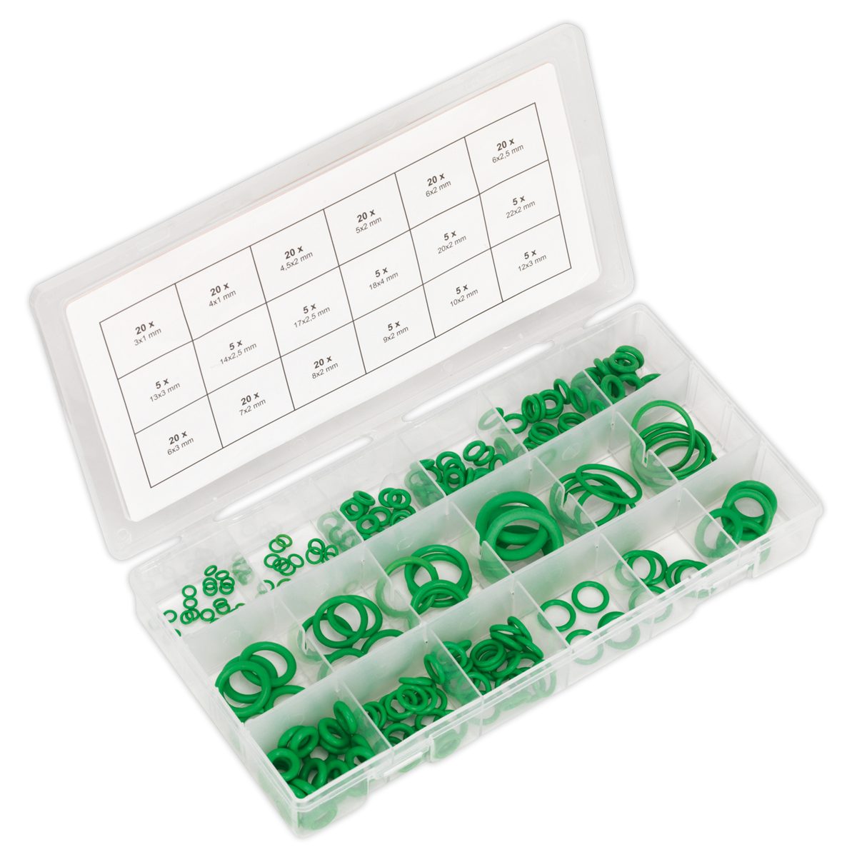 225pc Air Conditioning Rubber O-Ring Assortment - Metric