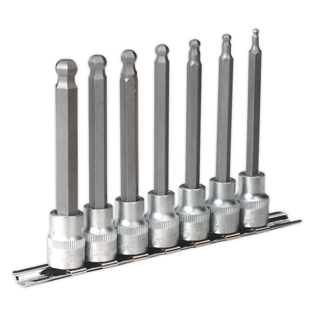 7pc 3/8"Sq Drive Ball-End Hex Socket Bit Set