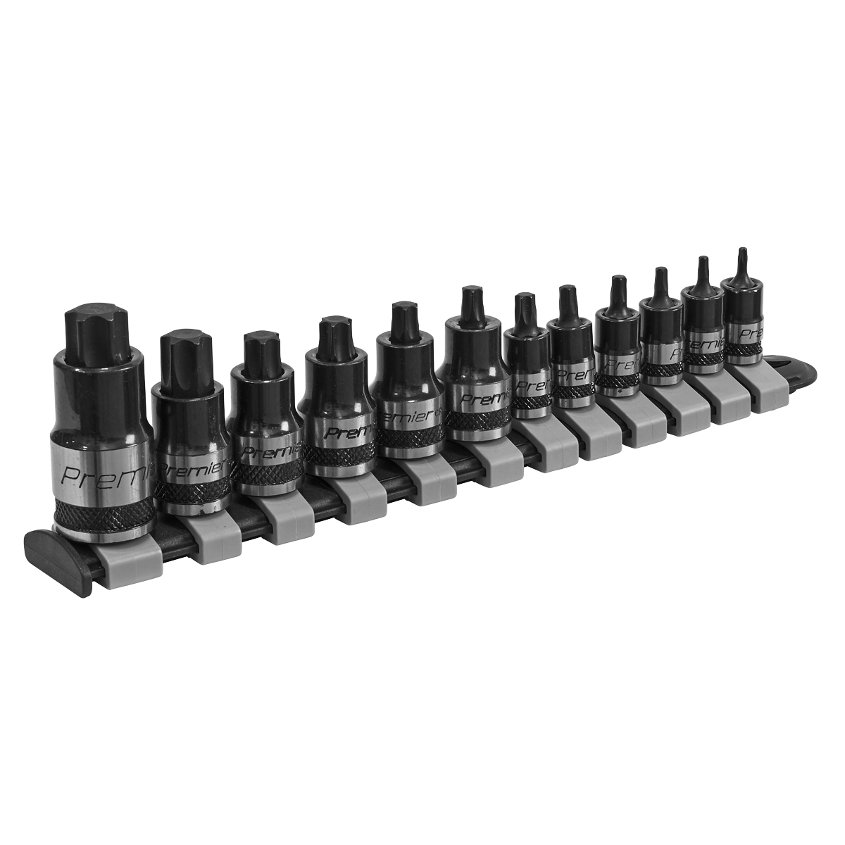 12pc 1/4", 3/8" & 1/2"Sq Drive Stubby TRX-Star* Socket Bit Set