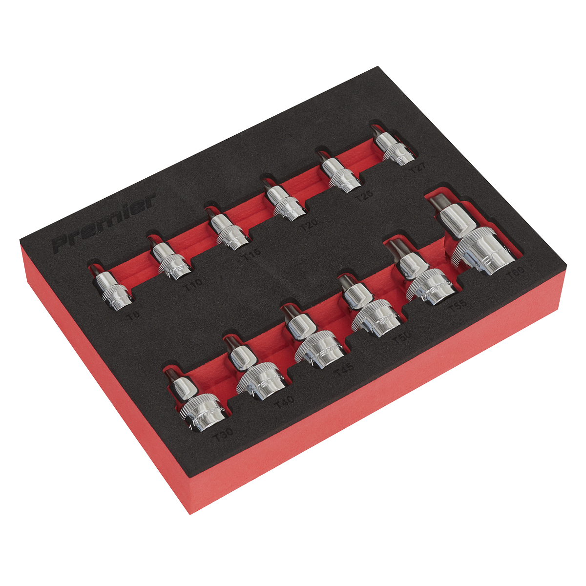 12pc 1/4", 3/8" & 1/2"Sq Drive Stubby TRX-Star* Socket Bit Set