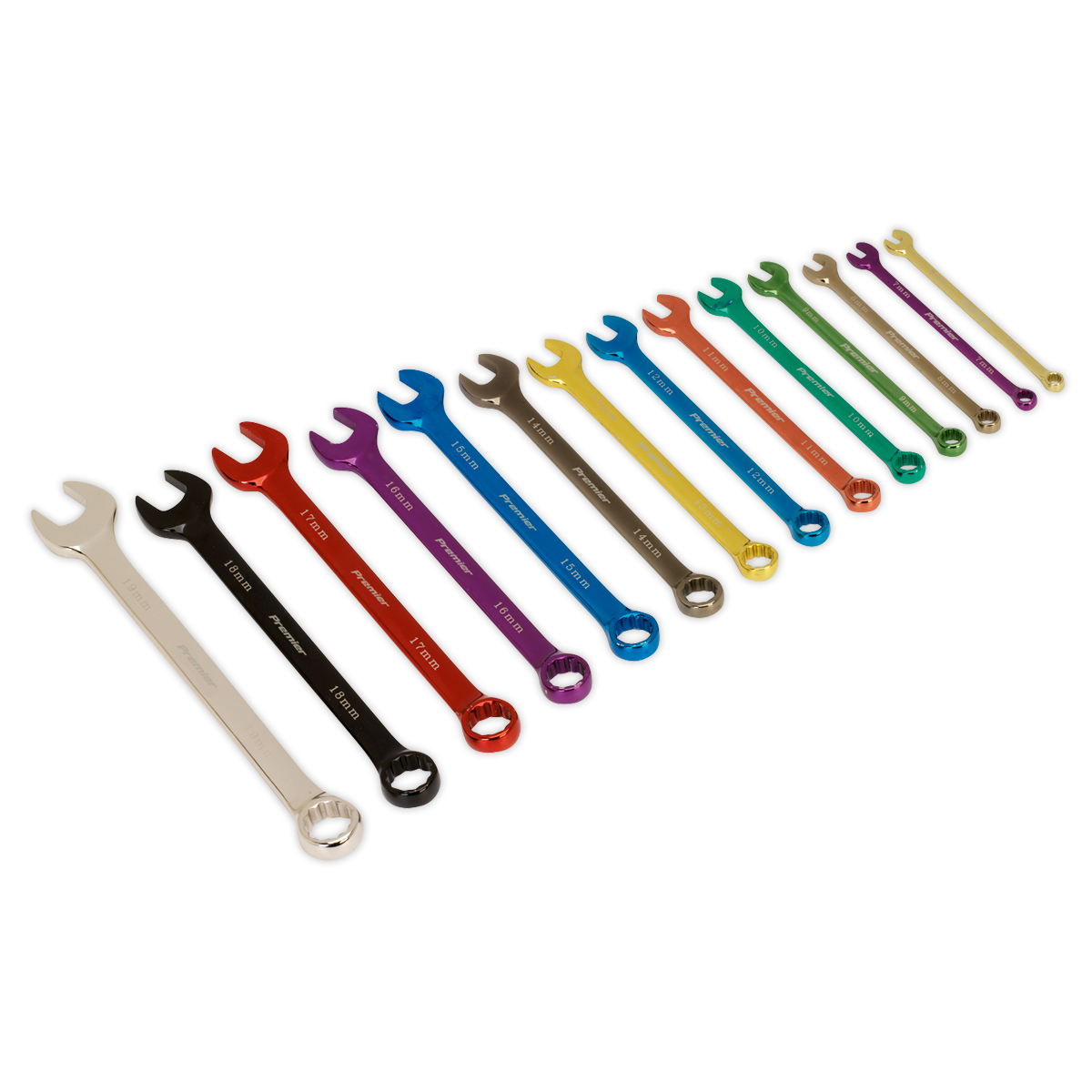 14pc Multi-Coloured Combination Spanner Set