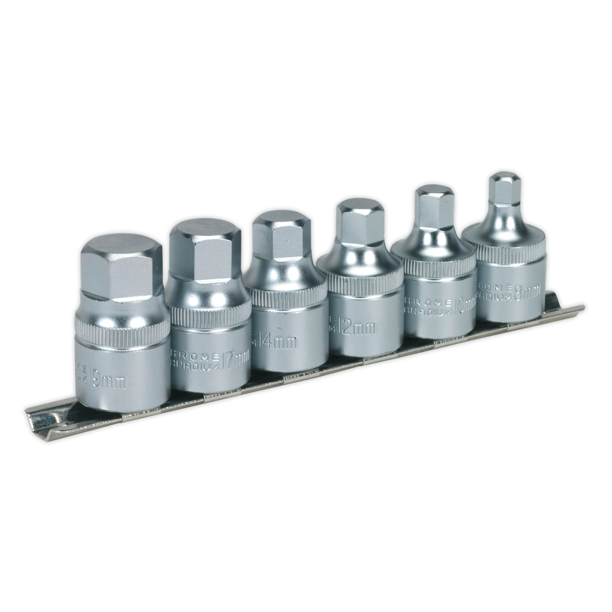 6pc 1/2"Sq Drive Stubby Hex Socket Bit Set