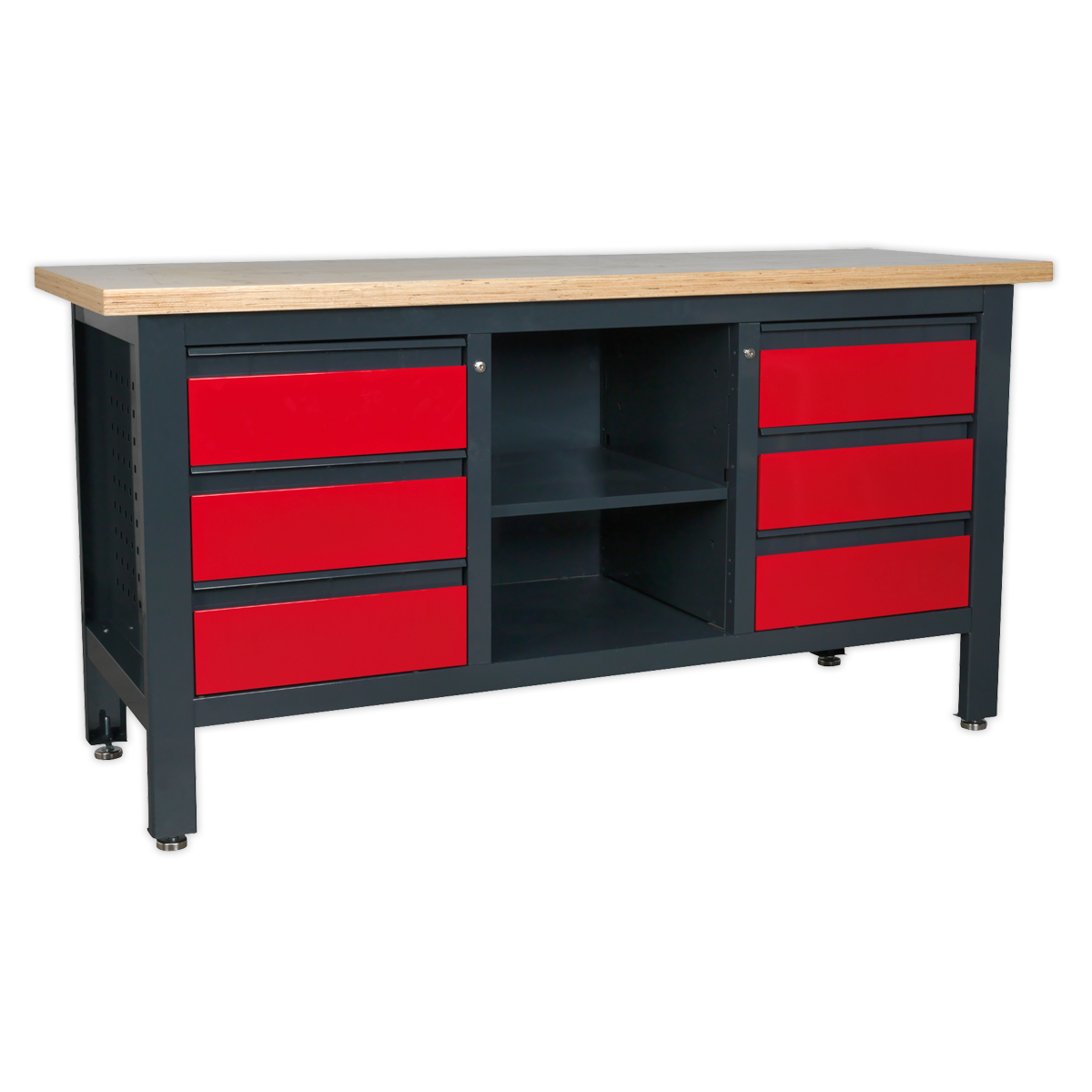 Workstation with 6 Drawers & Open Storage