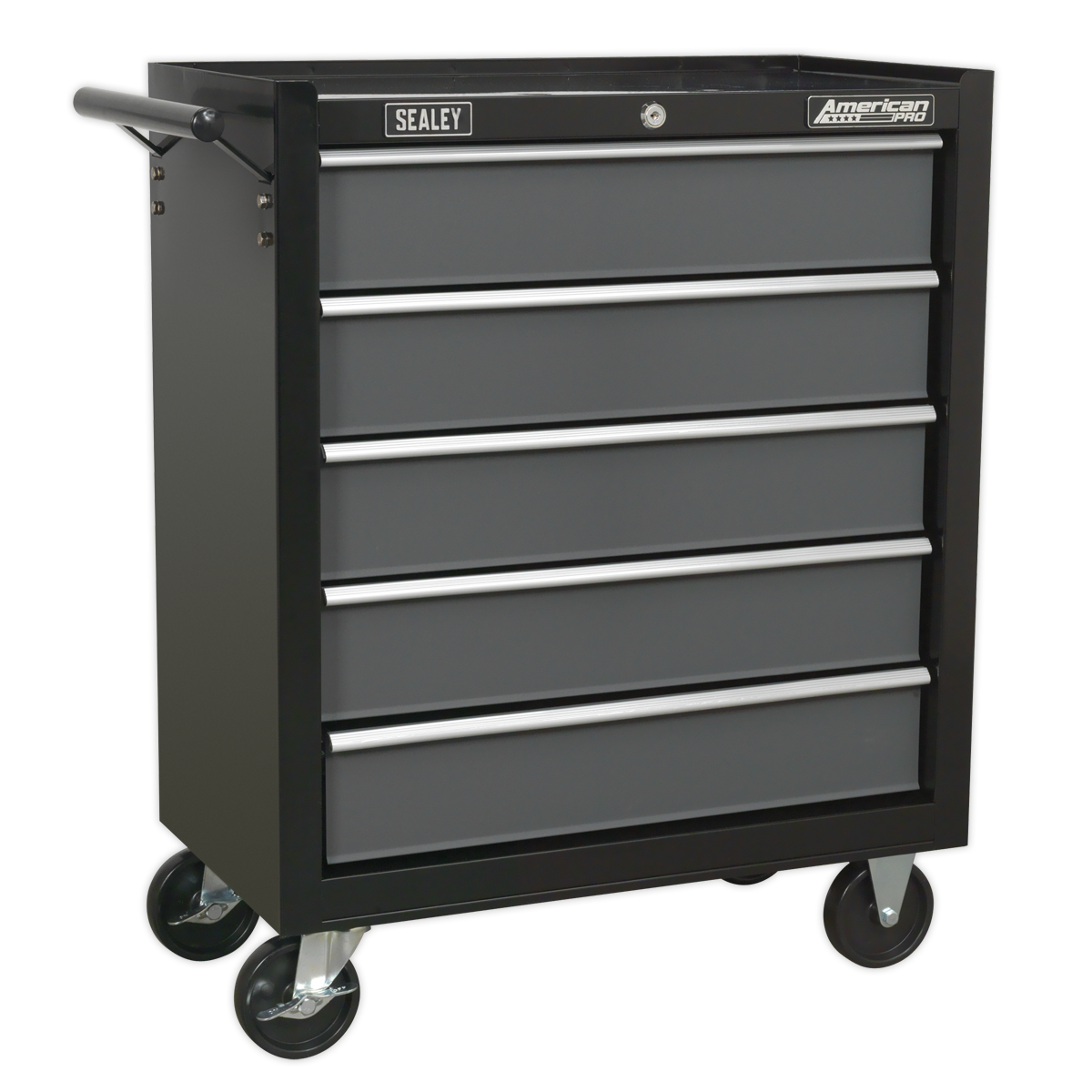 5 Drawer Rollcab with Ball-Bearing Slides - Black/Grey