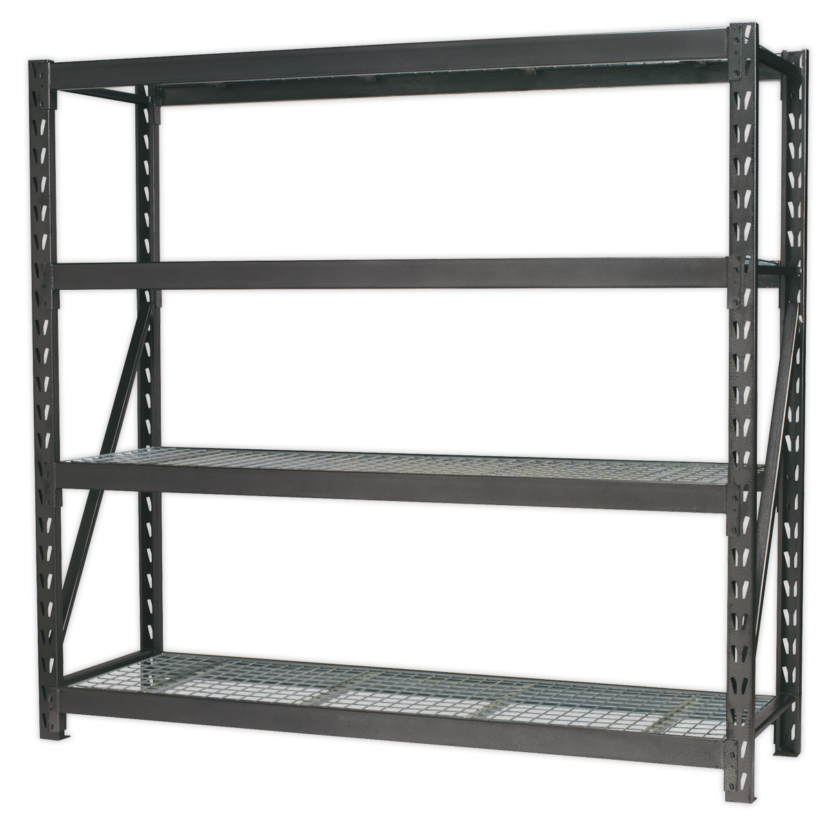 Heavy-Duty Racking Unit with 4 Mesh Shelves - 640kg Capacity Per Level