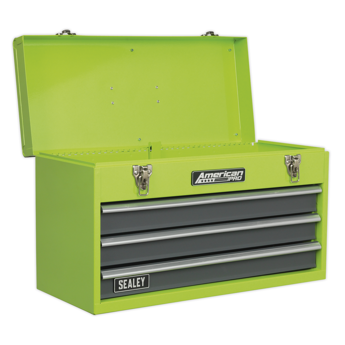 3 Drawer Portable Tool Chest with Ball-Bearing Slides - Green/Grey