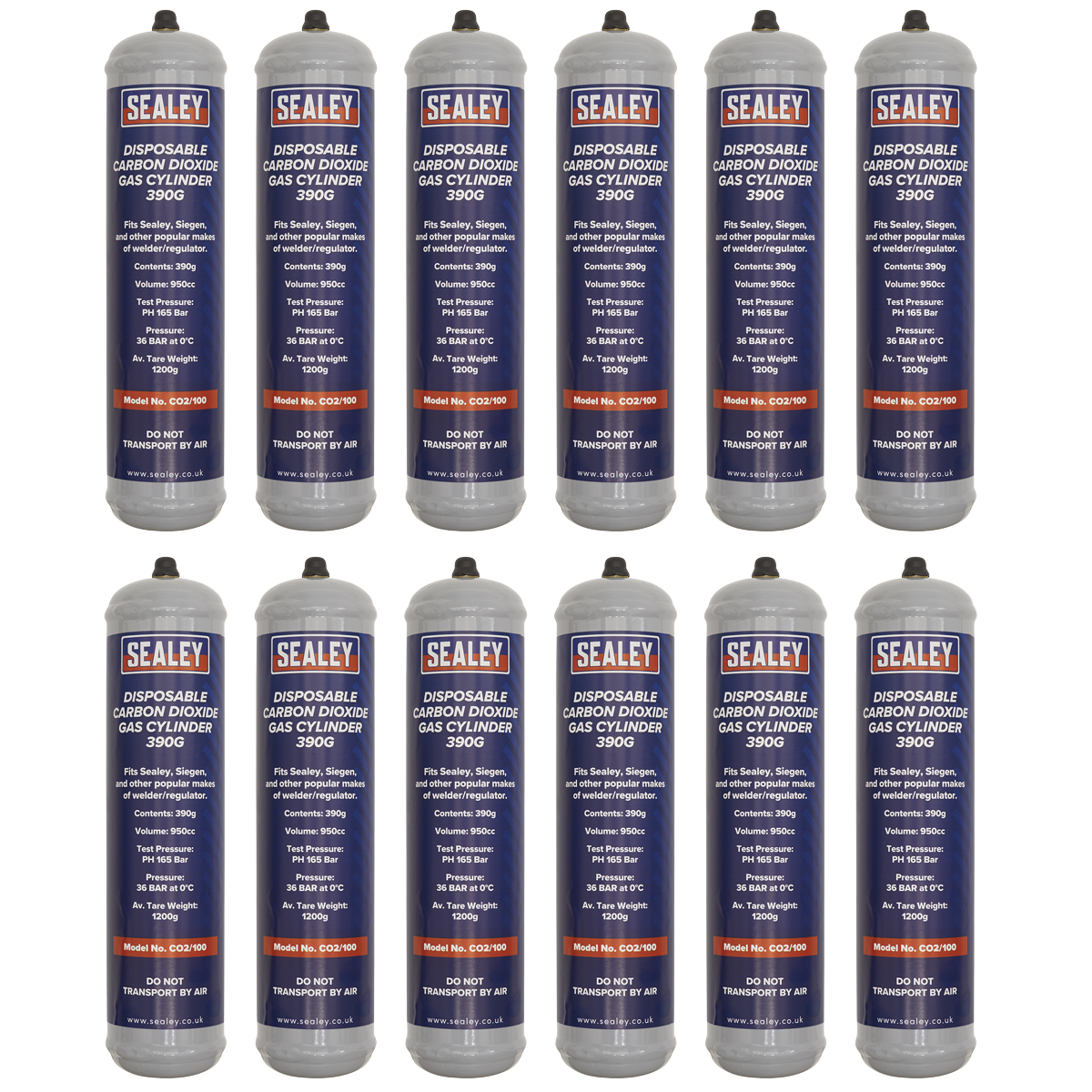 Disposable Carbon Dioxide Gas Cylinder 390g - Box of 12
