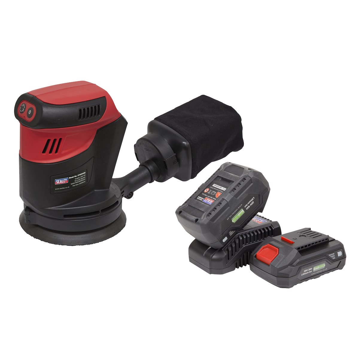 20V SV20 Series Ø125mm Cordless Orbital Palm Sander Kit - 2 Batteries