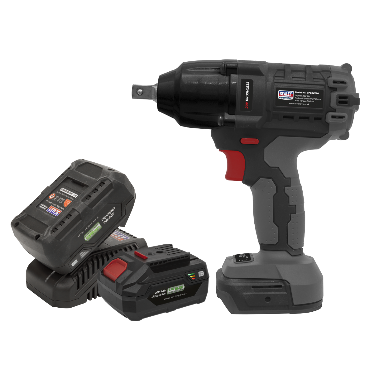 20V SV20 Series 1/2"Sq Drive Brushless Impact Wrench Kit - 2 Batteries