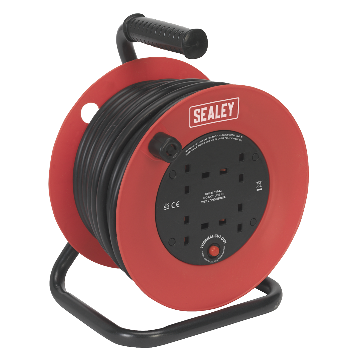 25m Heavy-Duty Cable Reel with Thermal Trip - 230V