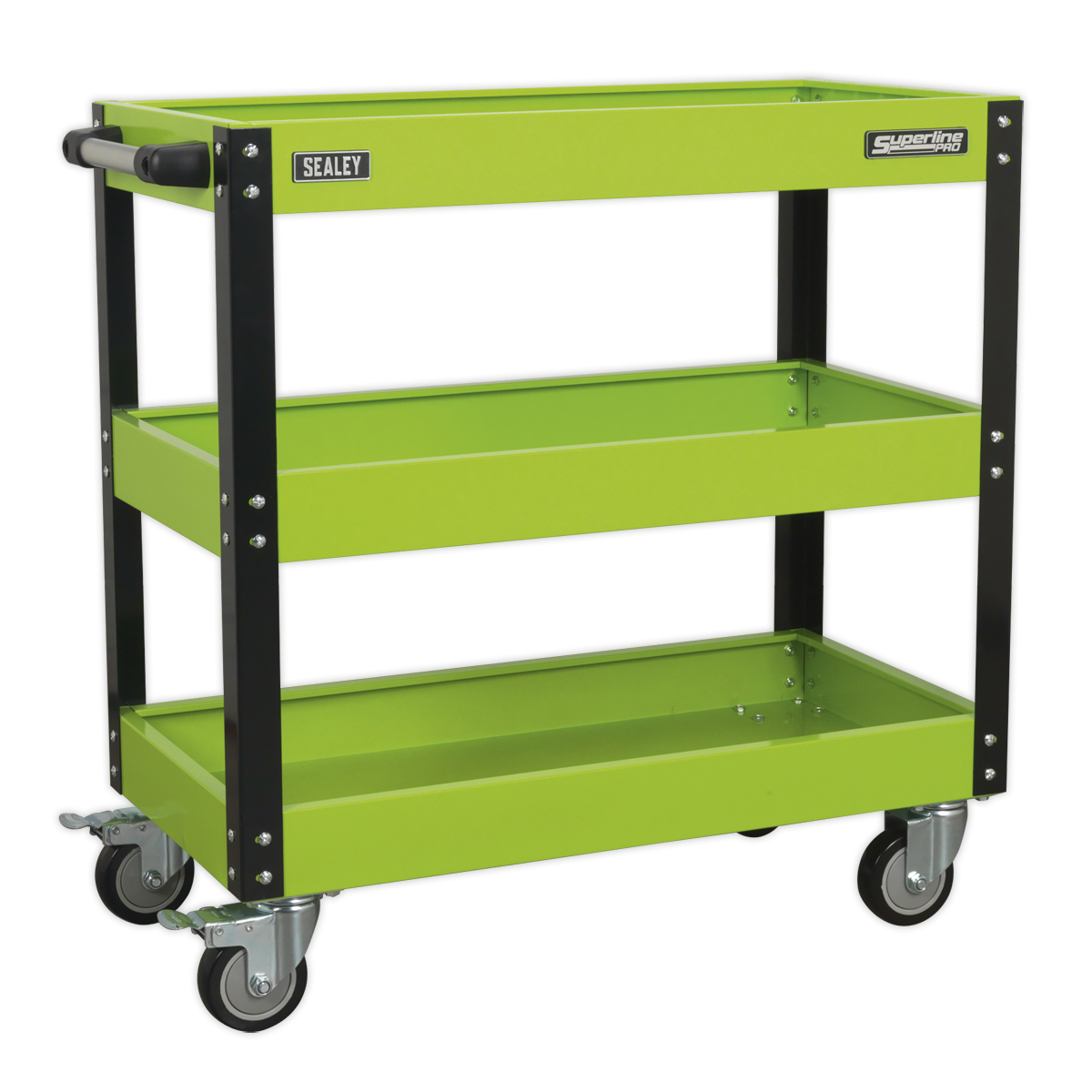 3-Level Heavy-Duty Workshop Trolley - Hi-Vis Green