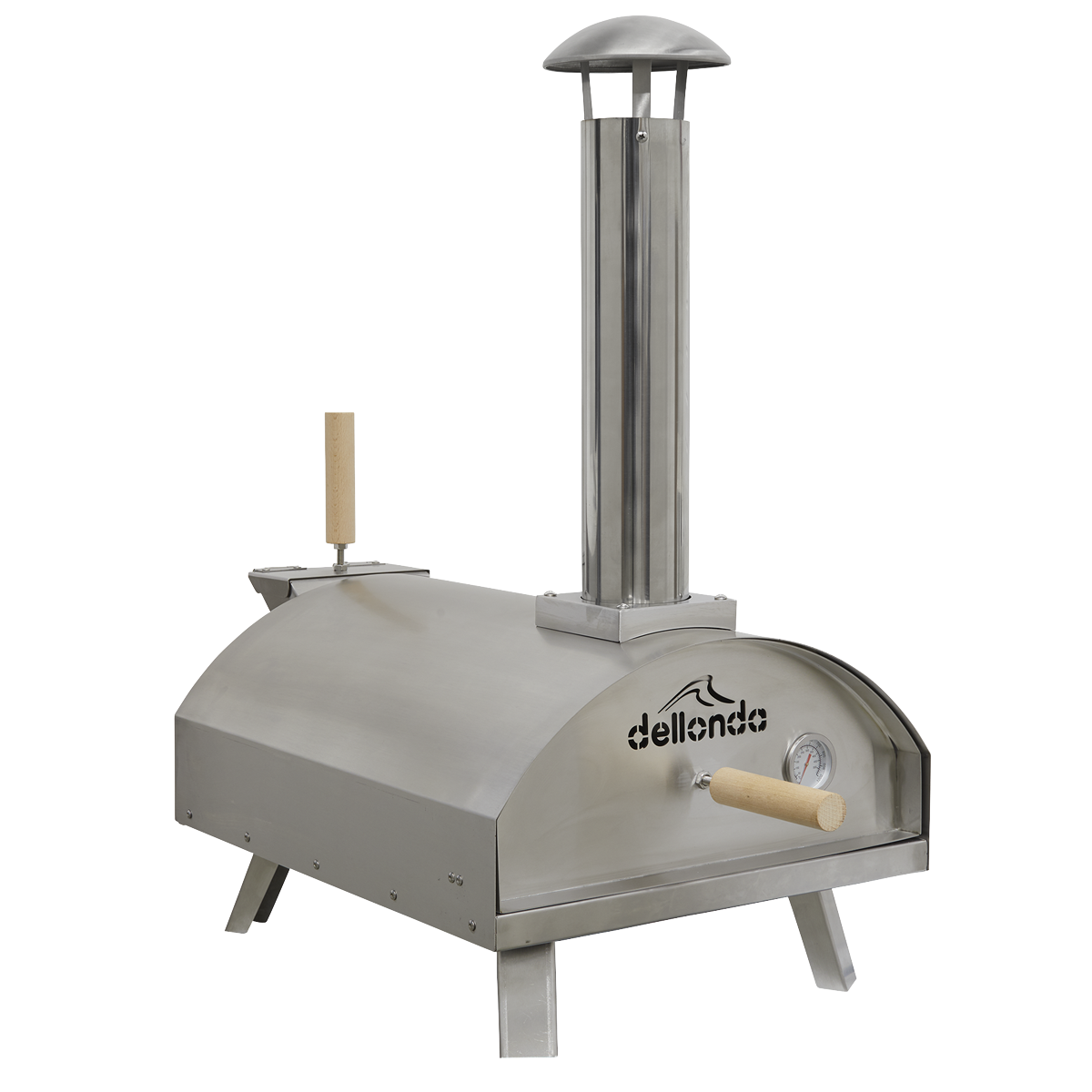 Dellonda 14" Portable Wood-Fired Pizza & Smoking Oven - Stainless Steel