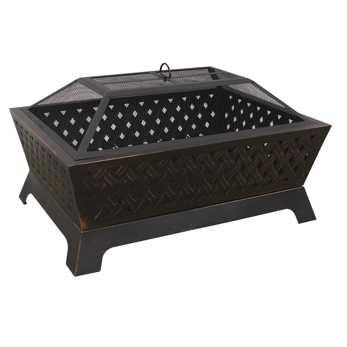 Dellonda 35" Rectangular Outdoor Fire Pit - Antique Bronze Effect