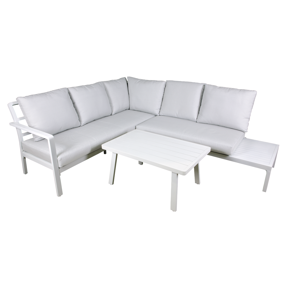 Dellonda Kyoto White 3-Piece Outdoor Corner Sofa Set