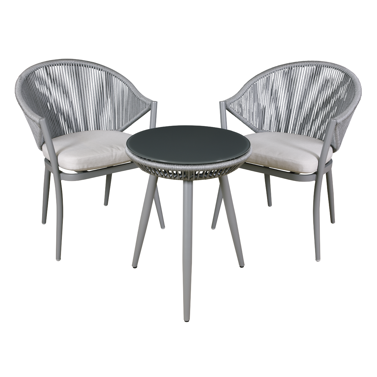 Dellonda Echo 3pc Aluminium Balcony Set with Tempered Glass Top