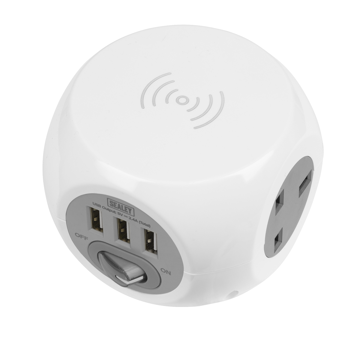 1.4m Extension Cable Cube 3 x 230V & 3 x USB Sockets & Wireless Charging Pad