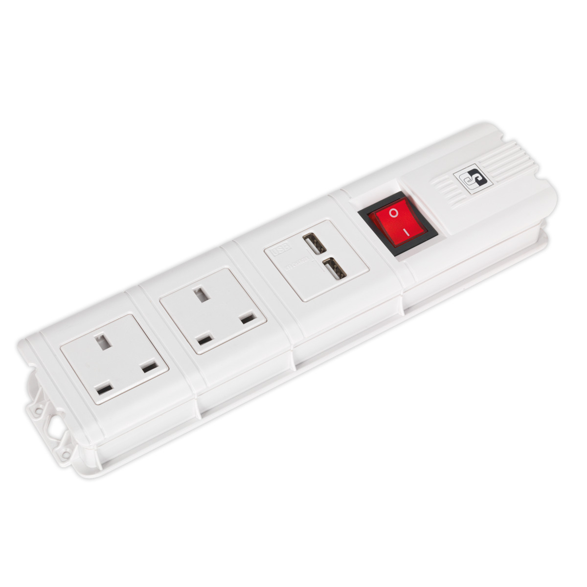 2.6m Extension Cable 2 x 230V + 2 x USB Sockets - White