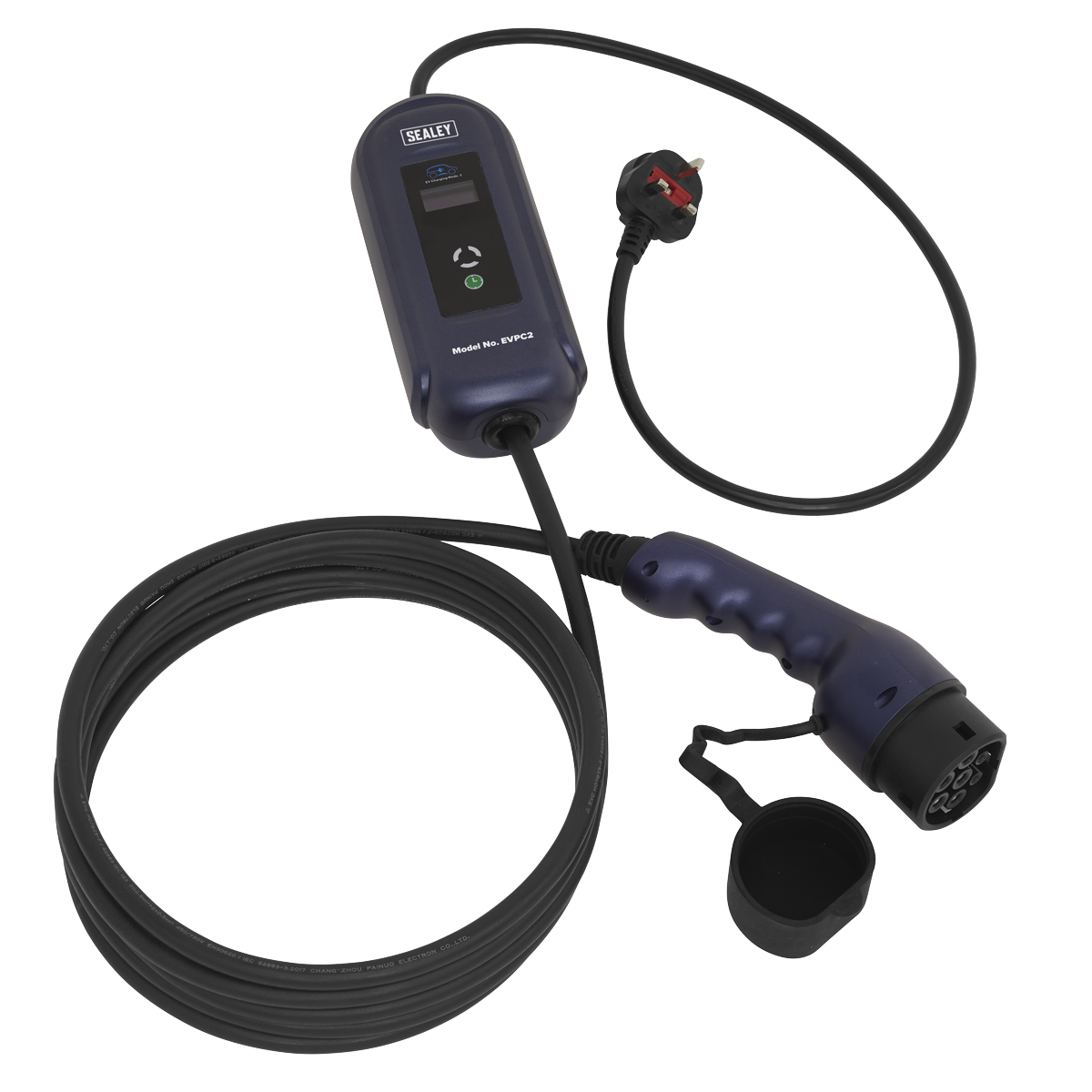 10A Type 2 to UK 3-Pin Plug Portable EV Charger - 5m Cable