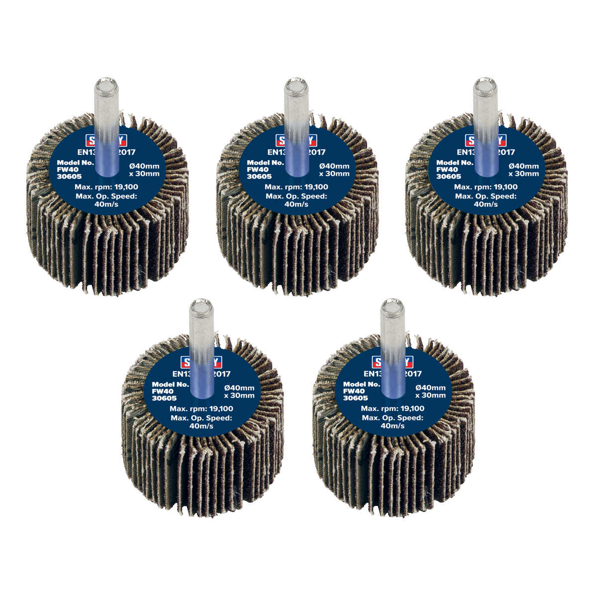 Ø40 x 30mm Flap Wheel Ø6mm Shaft 60Grit - Pack of 5