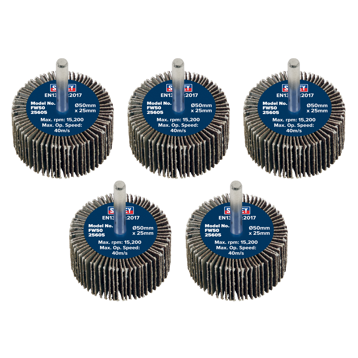 Ø50 x 25mm 6mm Shaft Flap Wheel 60Grit - Pack of 5