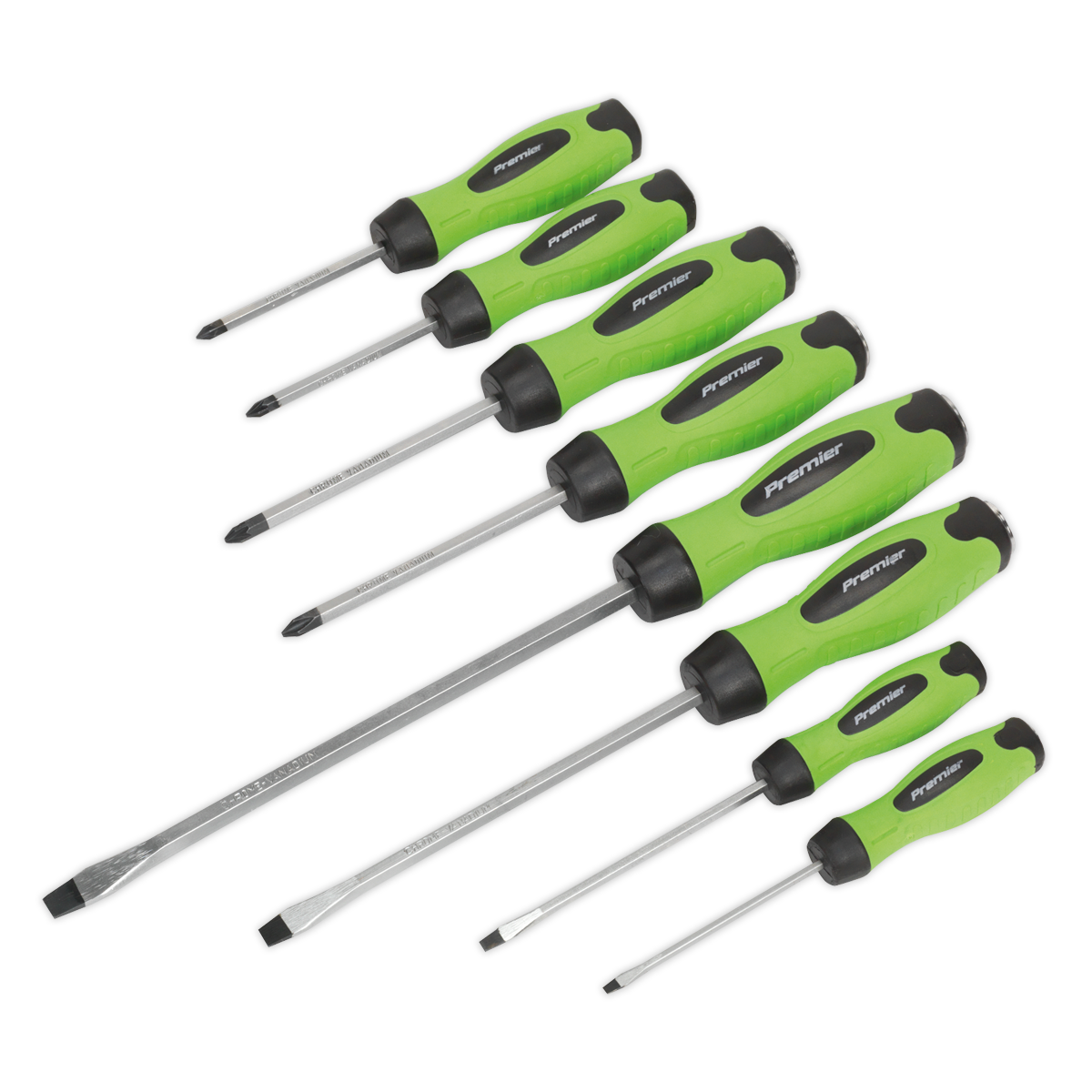 8pc Hammer-Thru Screwdriver Set - Hi-Vis Green