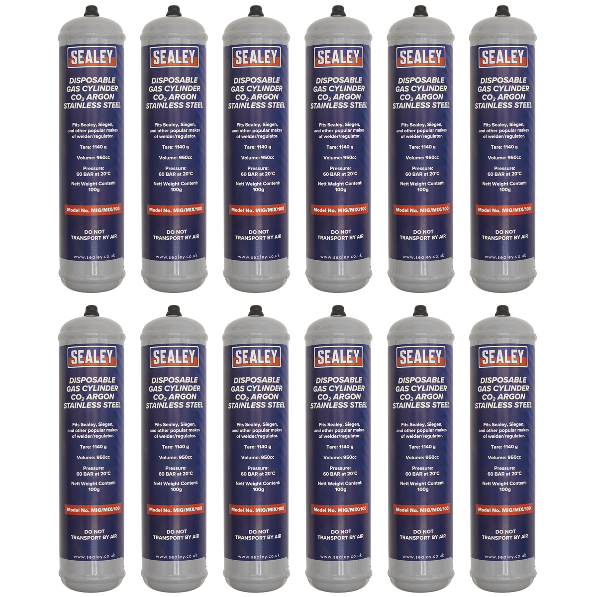 Gas Cylinder Disposable Carbon Dioxide/Argon 100g - Box of 12