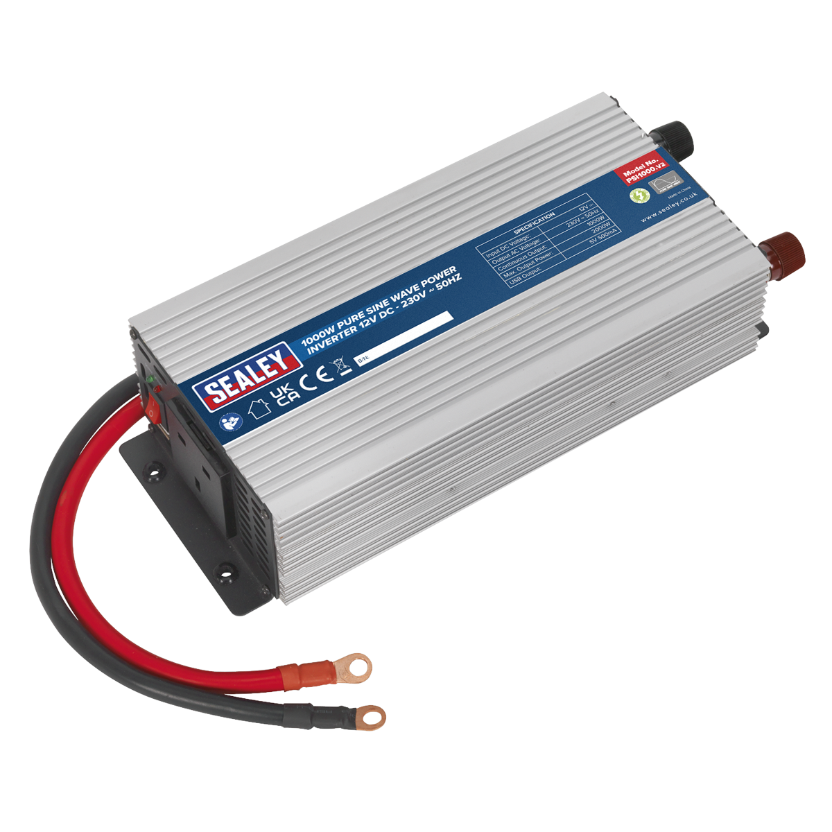 1000W Pure Sine Wave Power Inverter 12V DC - 230V ~ 50Hz
