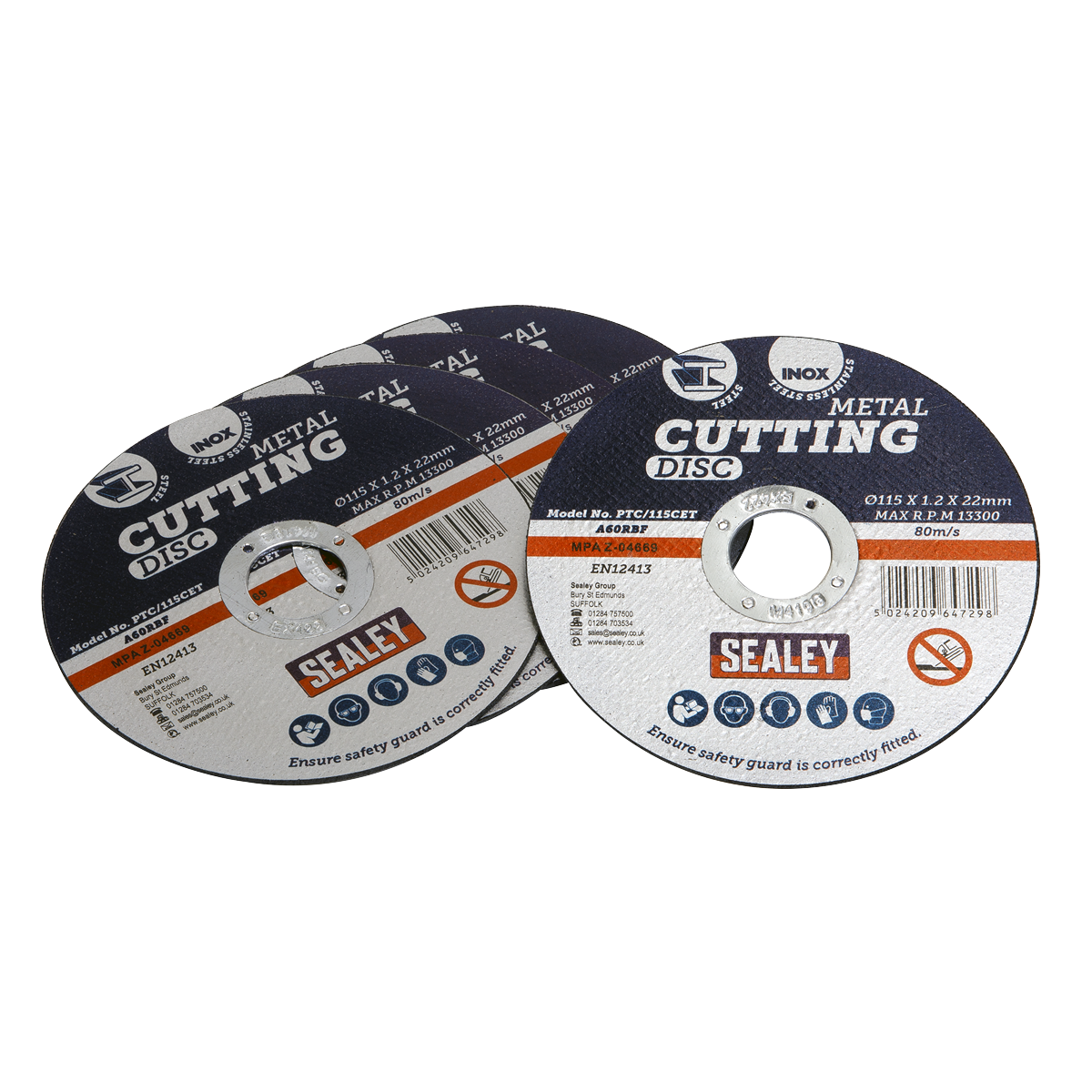 Ø115 x 1.2mm Cutting Disc Ø22mm Bore - Pack of 5
