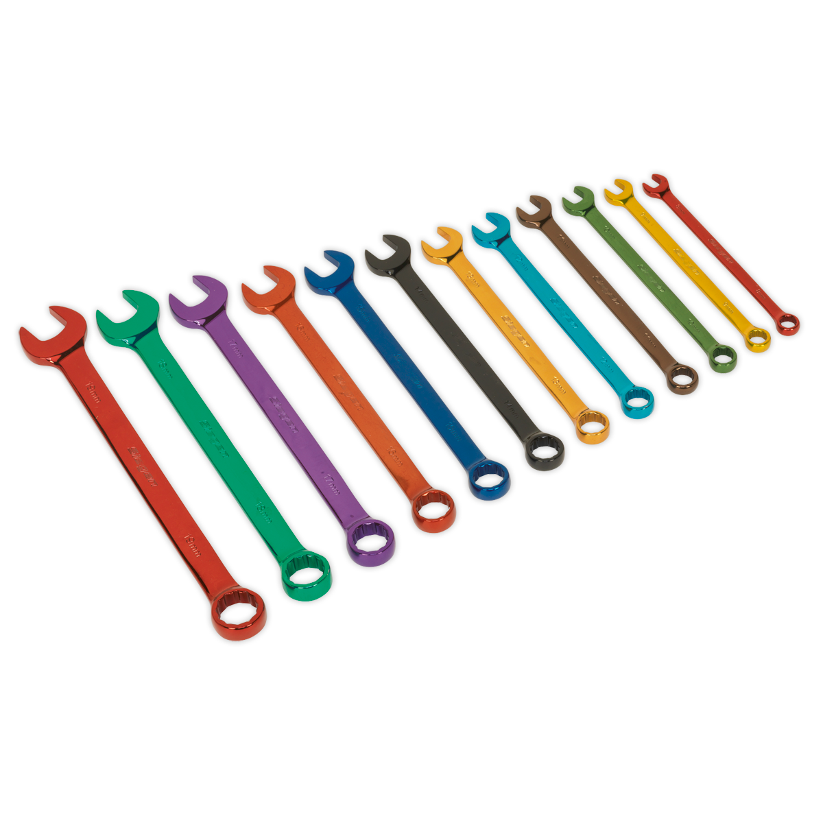 12pc Multi-Coloured Combination Spanner Set