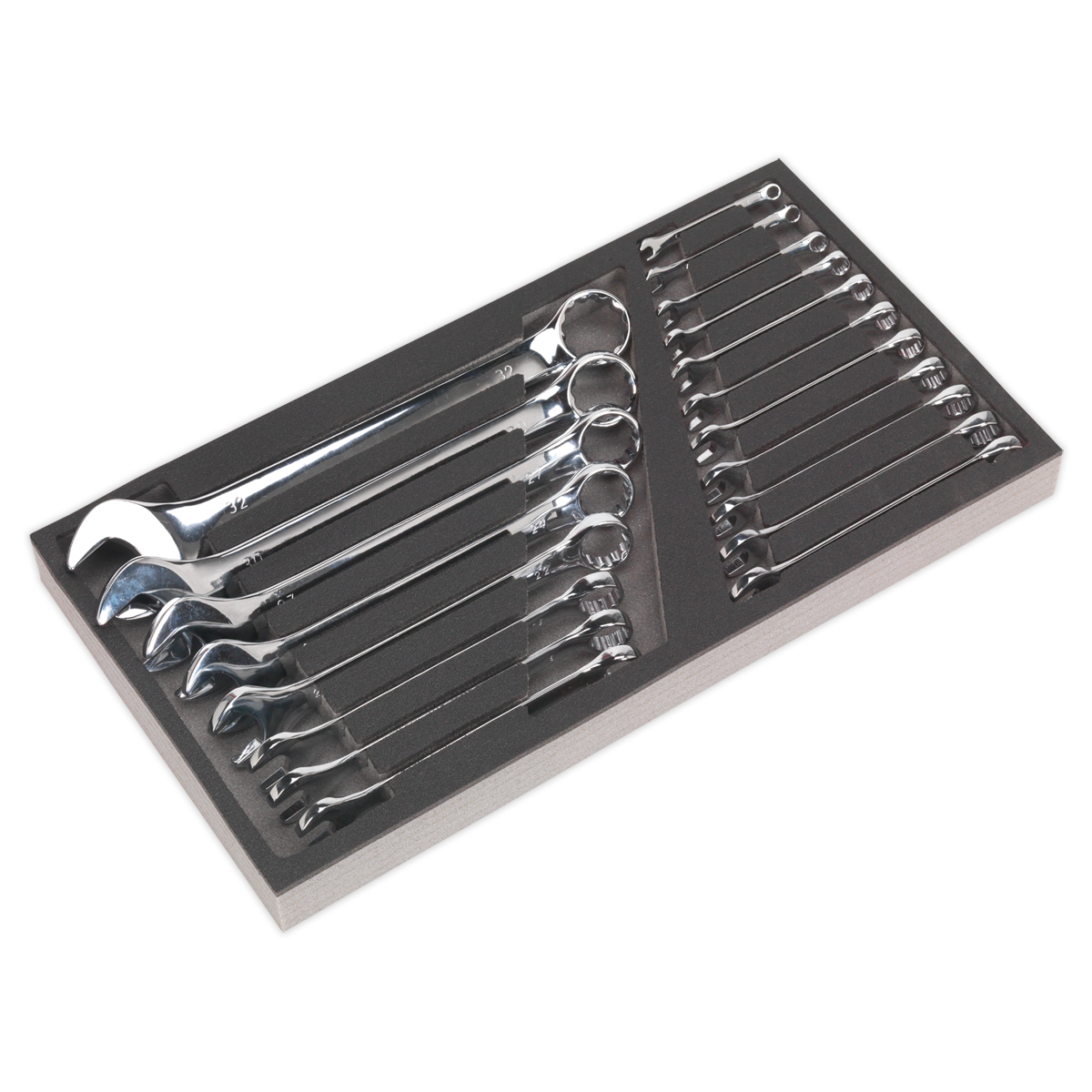 19pc Combination Spanner Set with Tool Tray